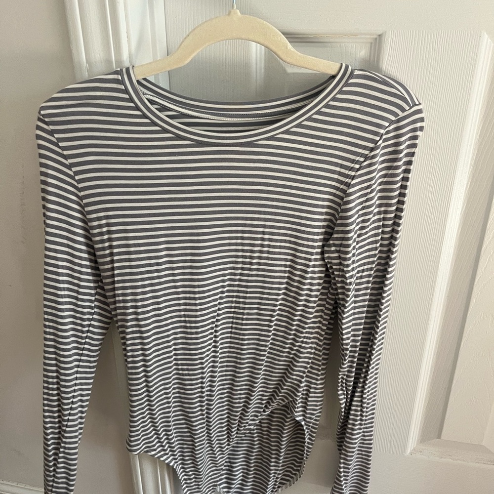 American Eagle Outfitters Gray Striped Bodysuit